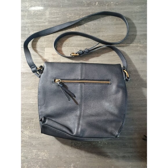 Sonoma Black Faux Leather Fold Over Crossbody Boho Purse - Picture 2 of 11